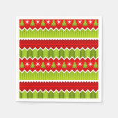 Serviette En Papier Motif De Frappes Chevron Rouge Et Vert Noël (Devant)