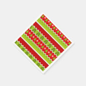 Serviette En Papier Motif De Frappes Chevron Rouge Et Vert Noël (Coin)
