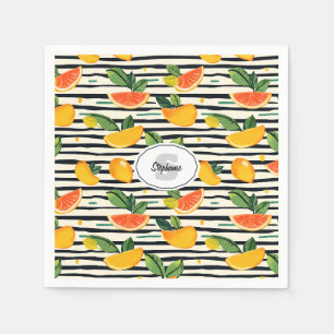 Serviette En Papier Motif de fruits d'agrumes avec Feuilles verts (6)