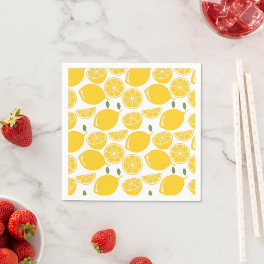 Serviette En Papier Motif de fruits de citron jaune (En situation)