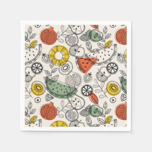Serviette En Papier Motif de fruits de style Vintage rétro