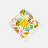 Serviette En Papier Motif de fruits d'été monogramme (Coin)