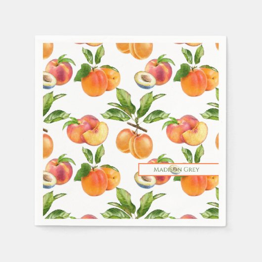 Serviette En Papier Motif de fruits mûrs, abricots et prunes (Devant)