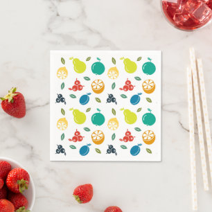 Serviette En Papier Motif de fruits, Plum, Orange, Citron, Poire, Pomm
