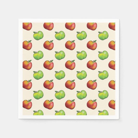 Serviette En Papier Motif de fruits rouges et verts à la pomme (Devant)