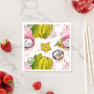 Serviette En Papier Motif de fruits texturés à main libre