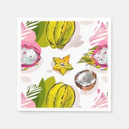 Serviette En Papier Motif de fruits texturés à main libre (Devant)