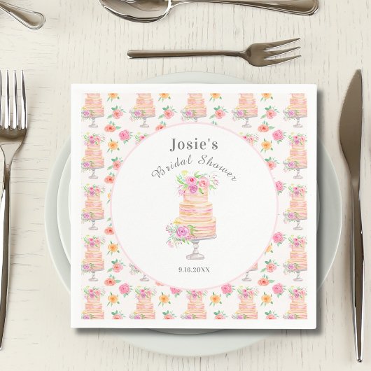 Serviette En Papier Motif de gâteau Rose couche Fête des mariées aquar