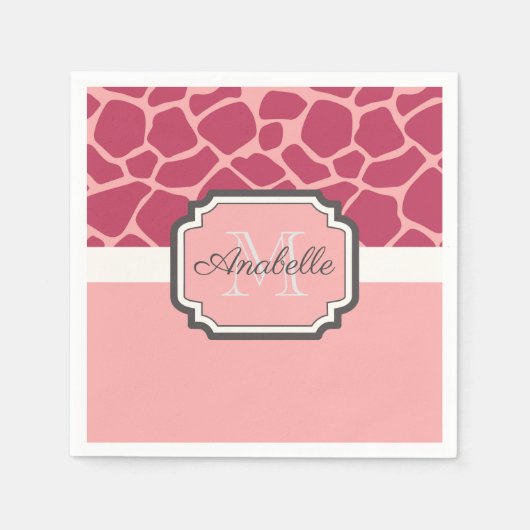 Serviette En Papier Motif de girafe rose (Devant)