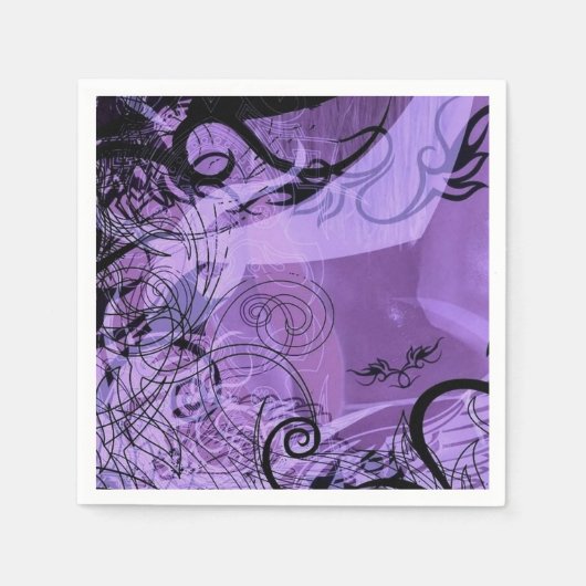 Serviette En Papier Motif de goth violet et noir (Devant)