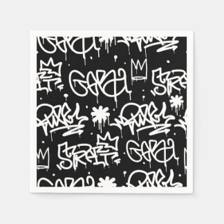 Serviette En Papier Motif de graffitis noir et blanc