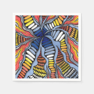Serviette En Papier Motif de gribouillis zen organique 3D abstrait sur