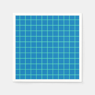 Serviette En Papier Motif de grille en bleu et vert menthe