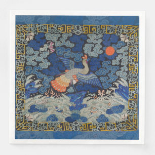Serviette En Papier Motif de grue chinoise vintage : bleu impérial