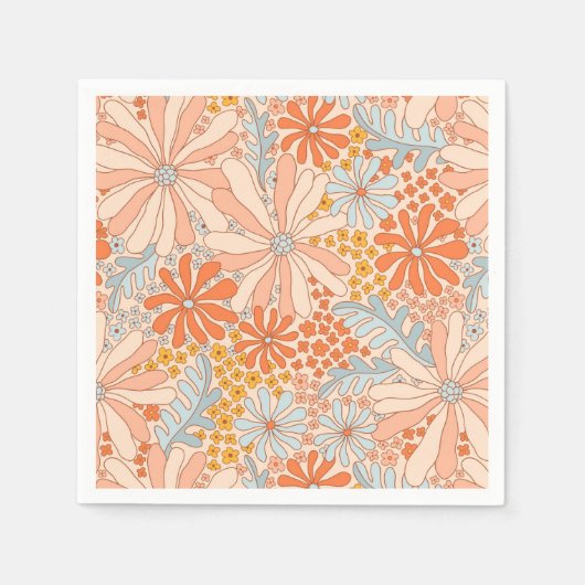 Serviette En Papier Motif de jardin à fleurs rétro (Devant)