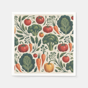 Serviette En Papier Motif de jardin de légumes botaniques vintage