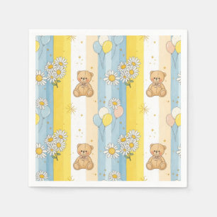 Serviette En Papier Motif de jardin de marguerites de nounours (13)