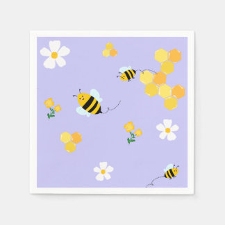 Serviette En Papier Motif de jardin en nid d'abeilles et abeilles mign