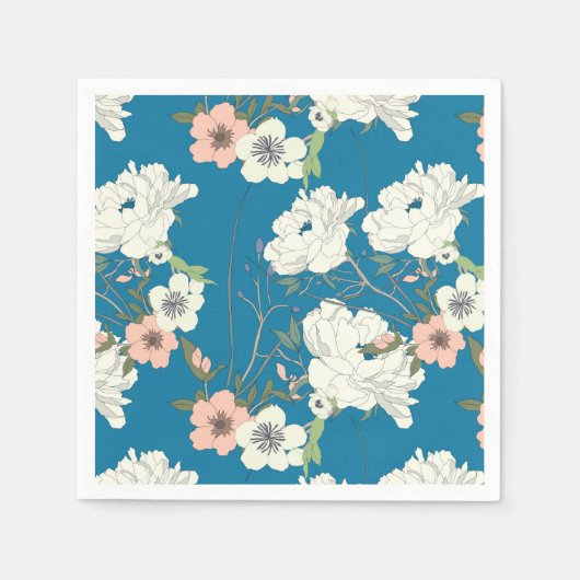 Serviette En Papier Motif de jardin floral blanc (Devant)