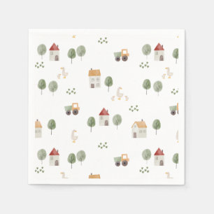 Serviette En Papier Motif de la ferme d'aquarelle