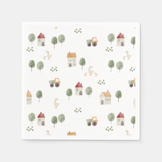 Serviette En Papier Motif de la ferme d'aquarelle (Devant)