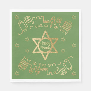Serviette En Papier Motif de la Pâque Standard Napkins "Gold Jerusalem