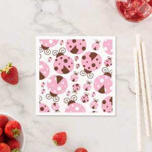 Serviette En Papier Motif De Ladybugs, Mignons Ladybugs, Pink Ladybugs
