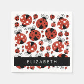 Serviette En Papier Motif De Ladybugs, Red Ladybugs, Votre Nom (Devant)