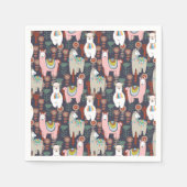Serviette En Papier Motif de lamas colorées (Devant)