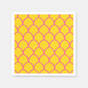 Serviette En Papier Motif de l'ananas tropical en rose et jaune