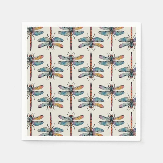 Serviette En Papier Motif de libellule coloré (Devant)