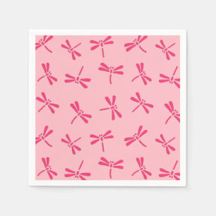 Serviette En Papier Motif de libellule japonaise, rose corail clair