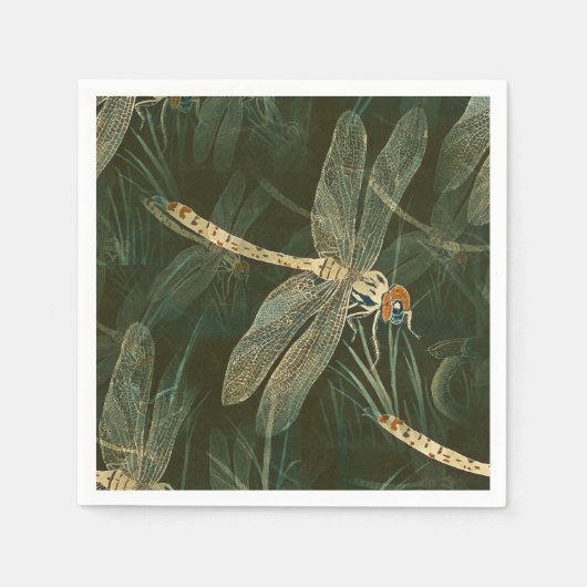 Serviette En Papier Motif de libellules majestueux (Devant)