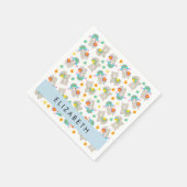 Serviette En Papier Motif De Llamas, Alpacas, Fleurs, Votre Nom (Coin)