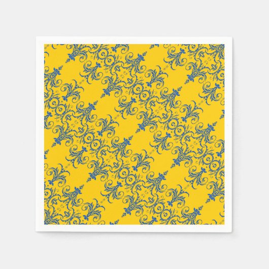 Serviette En Papier Motif de lustre bleu jaune (Devant)