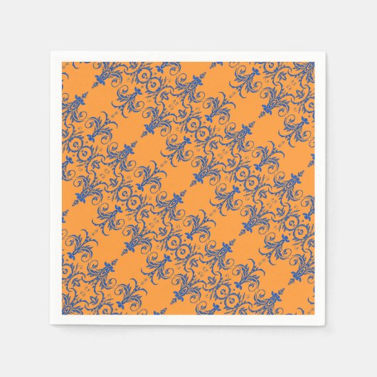 Serviette En Papier Motif de lustre bleu orange (Devant)