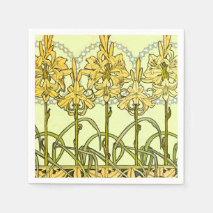 Serviette En Papier Motif de lys Art nouveau d'Alphonse Mucha vintage