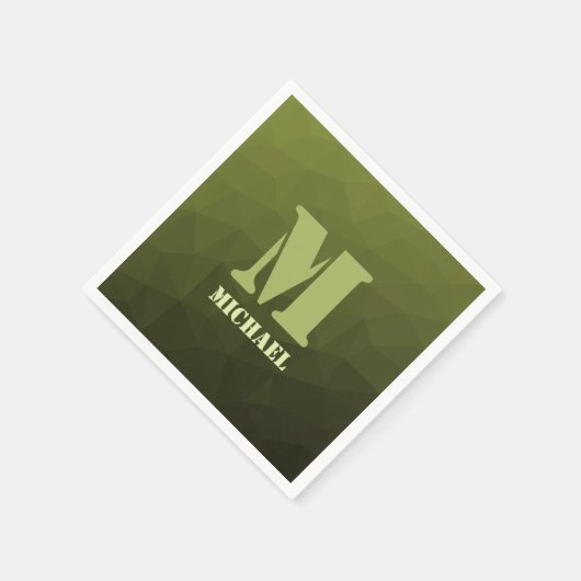 Serviette En Papier Motif de maillage géométrique d'olive verte de l'a (Coin)