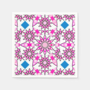 Serviette En Papier Motif de mandala, rose indien, noire et blanche