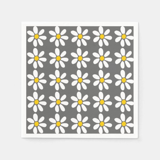 Serviette En Papier Motif de marguerite blanc gris jaune (Devant)