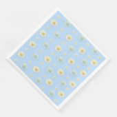 Serviette En Papier Motif de marguerite blanche sur fond bleu clair (Coin)