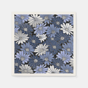 Serviette En Papier Motif de marguerite bleu et blanc