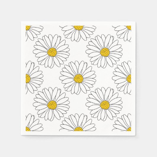 Serviette En Papier Motif de marguerite jaune blanc (Devant)
