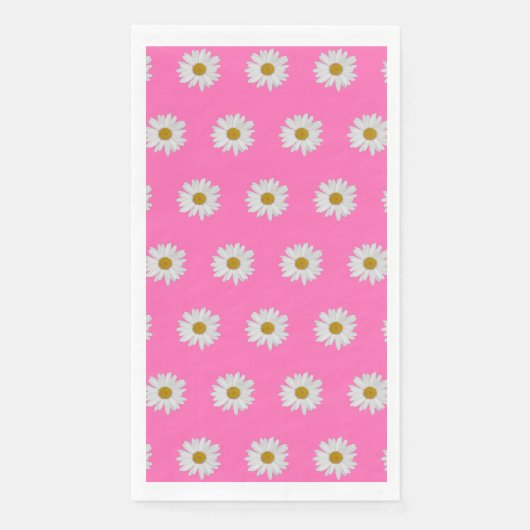 Serviette En Papier Motif de marguerite rose chaud (Devant)