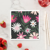 Serviette En Papier Motif de marguerite rose et blanc (En situation)