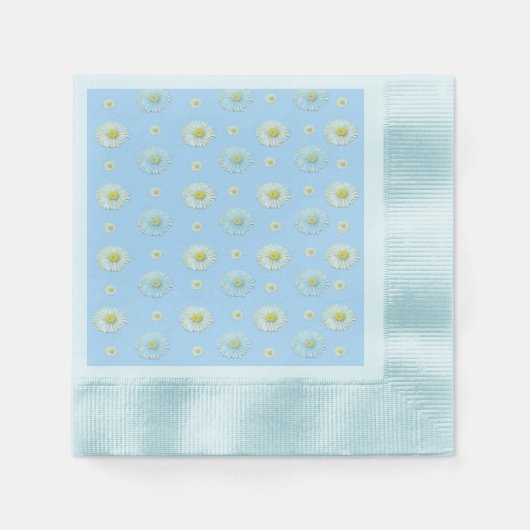 Serviette En Papier Motif de marguerite sur fond bleu clair (Devant)