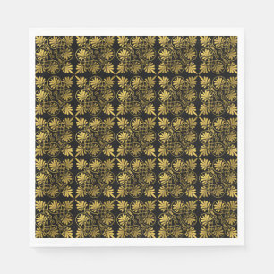 Serviette En Papier Motif de méandre grec antique en or noir