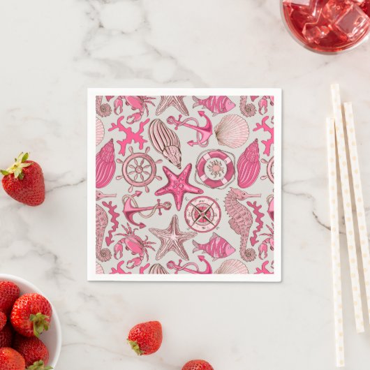 Serviette En Papier Motif de mer rose (En situation)