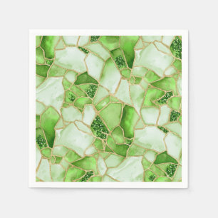 Serviette En Papier Motif de mosaïque en verre de mer aquarelle Or Ver