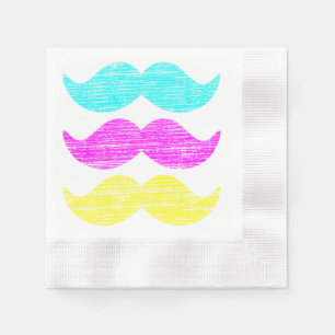 Serviette En Papier Motif de moustache en couleurs CMJ tramées